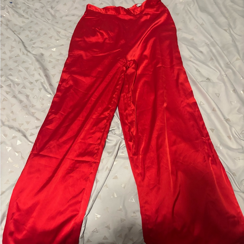 Adika Bold Red Satin Trousers